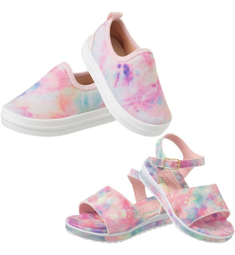 Imagem 1 de 4 de Kit 2 Pares Tenis Infantil Feminino Sandalia Menina Promocao
