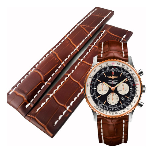 Correa Cafe 24mm For Breitling Navitimer Envio Inmediato