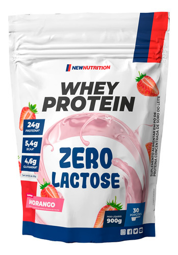 Suplemento Em Pó Newnutrition Whey Protein Zero Lactose 900g Morango