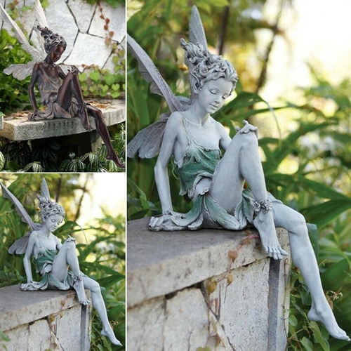 Imagen 7 de 12 de 2x Fairy Estatua Yarda Césped Repisa Figurilla Patio