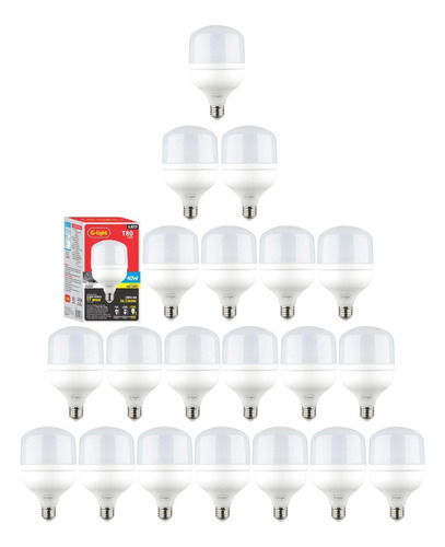 Kit 20 Lâmpada Led Luz Branca 40w Bivolt Alta Potência 6500k