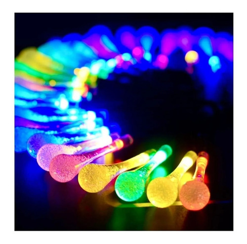 Imagen 5 de 9 de Pack 3 Luces Navideñas 30led Gotas Guirnalda Solar