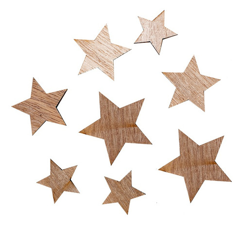 Estrellas De Madera Rústica Colgante Artesanía Decoración X8