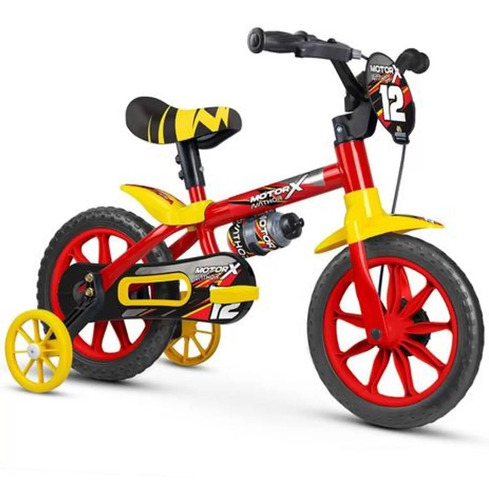 Bicicleta Nathor Aro 12 Infantil Motor X Com Rodinhas Bike