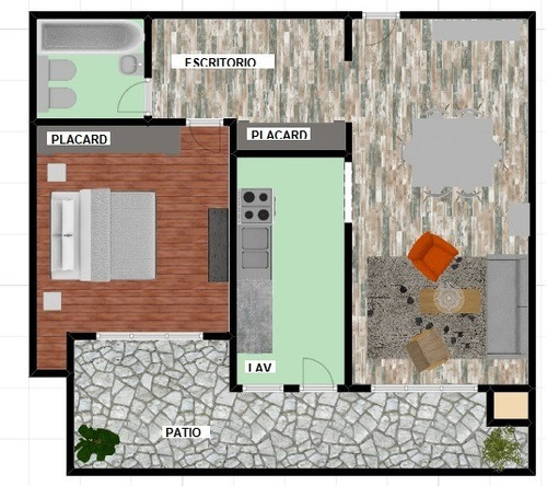 Imagen 2 de 14 de Dpto 2 1/2amb Cochera Patio Planta Baja Parque Comun Parrill