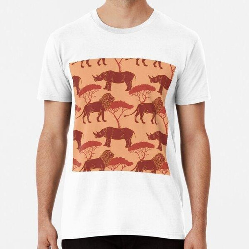 Remera Burnt Orange Animals Neck Gator Rhinos And Lions Burn