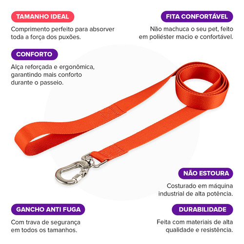 Coleira Guia 10 Metros Para Cães Cachorro Adestramento Passeio Tamanho M Porte Médio Basic Pet Vermelho