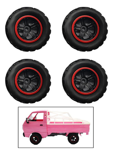 4 Piezas De Neumáticos De Rueda De Coche Rc Para Negro Rojo