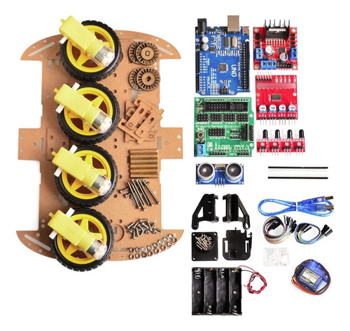 Kit Robot 4wd Basado En Desarrollo Uno Con Ultrasonico Hc-sr