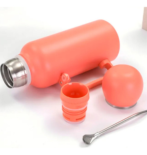 Termo Matero Set Pico Cebador Con Mate Y Bombilla Con Manija Lila