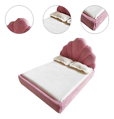 Nuevo Cama Tapizada For Casa De Muñecas A Escala 1/12, Cama