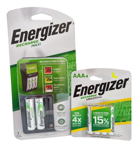 Cargador Energizer Maxi Y Baterias Recargables Aaa Combo Kit