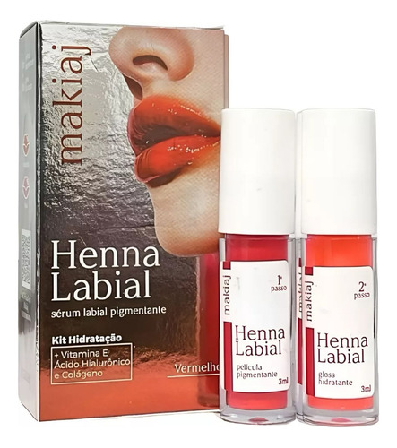 Henna Labial Tinte Para Labios Con Acido Hialuronico X2 Uni Rojo