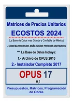 Comprar Matrices De Precios Unitarios Ecostos 2024 + Software 2017