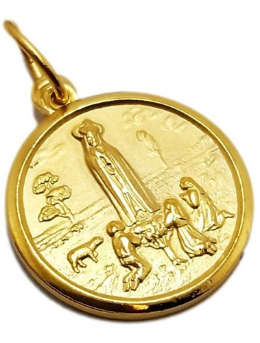 Medalla Virgen De Fátima - Plaqué Oro 21k - 20mm