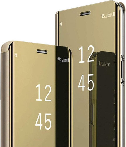 Funda Para Samsung S23 Fe Clear View + Vidrio Full 9d Dorado