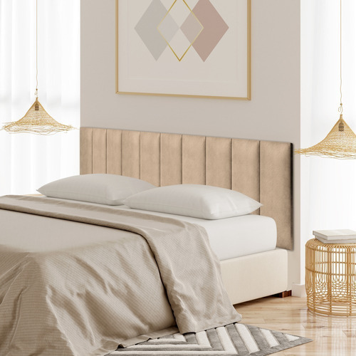 Placa Adesiva Cabeceira Cama Casal Box Estofada Quarto Cores Cor Palha