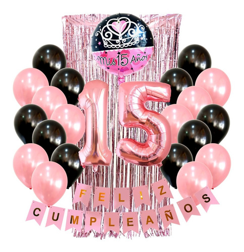 Combo Kit Globos Deco Fiesta Mis 15 N°4 