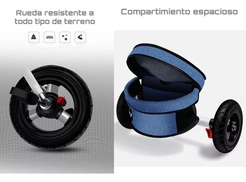 Triciclo Niños Plegable Con Canasto 360° Gris Netsys
