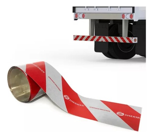 Kit 20 Faixa Refletiva Lateral 1 Parachoque Shermann Caminhã Vermelho Listras