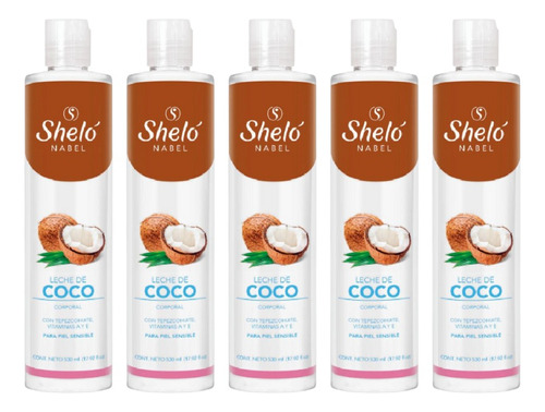 5 Pack Crema Corporal Leche De Coco Shelo