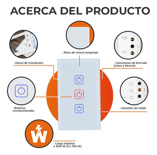 Apagador Inteligente Wifi 3 Botones Táctiles Tecnolite Creat