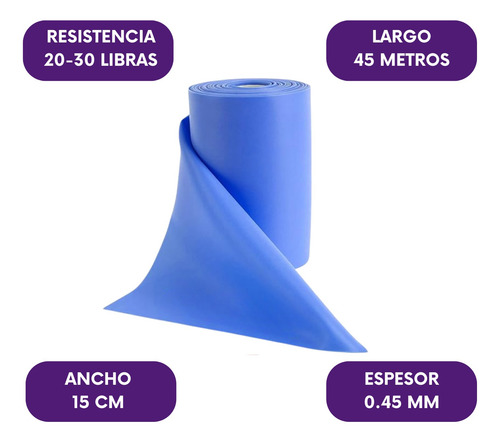 Banda Elástica Resistencia Alta Media Ejercicio Rollo 45 Mt