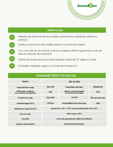 Imagen 5 de 6 de Bateria Solar Litio Lifepo4 150ah 24v Lithium