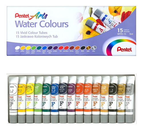 Acuarelas Profesionales Pentel Arts Estuche 15 Colores 5 Ml