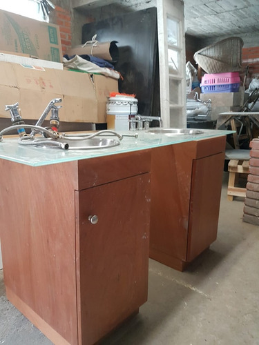 Imagen 2 de 2 de Mueble Para Baño Con Lavabo Doble Cajonera Y Base De Cristal
