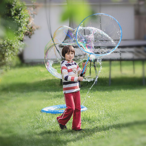 Juguete Burbujas Gigante Varita Niños Adultos Aro Inflable P Color
