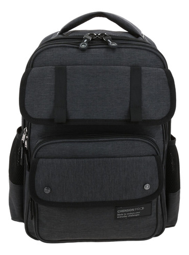Mochila Grande Chenson Pro Ar Negro Multiples Bolsillos Juvenil