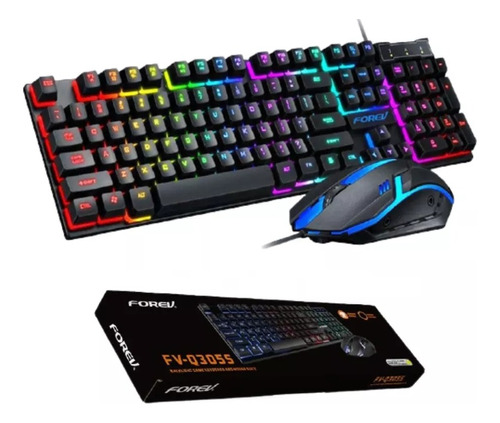 Combo Pack Teclado Y Mouse Gamer Luces Multi Color Rgb Usb