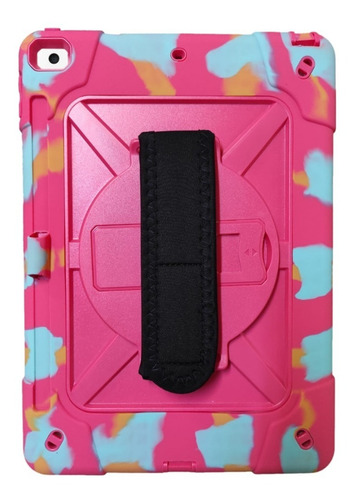 Funda Uso Rudo + Correa Para iPad Selecciona Tu Modelo Color Camuflaje Rosa