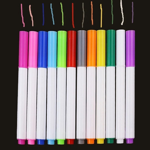 Kit 12 Canetas Giz Liquido Colorida Quadro Negro Lousa