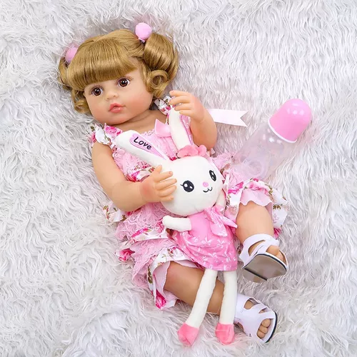 Boneca Reborn Bebe Silicone Menina Cabelo Cacheado 57cm - Bz Doll - Boneca  Reborn - Magazine Luiza