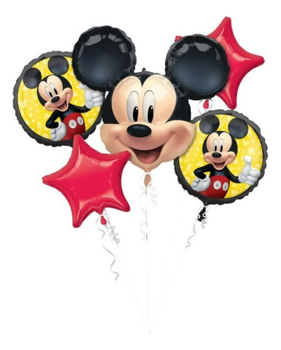 Set, De Globos, Mickey Mouse, 5 Globos, Bouquet, P/ Arreglo