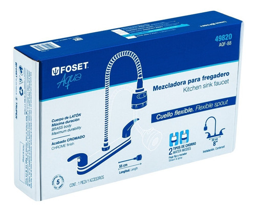 Mezcladora Fregadero Maneral Palanca C Flexible Foset 49820