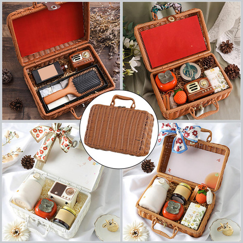 Canasta De Regalo Cesta De Almacenamiento De Ratán