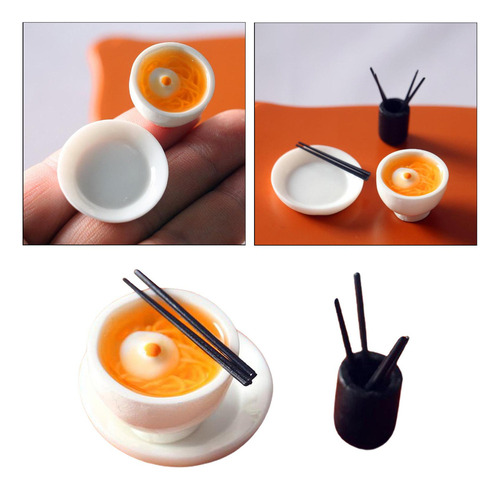 Set De Ramen En Miniatura Para Casa De Muñecas, Paquete De 4