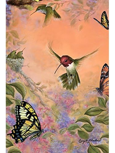 1010228 Anna's Hummingbirds And Butterflies Spring Flag...