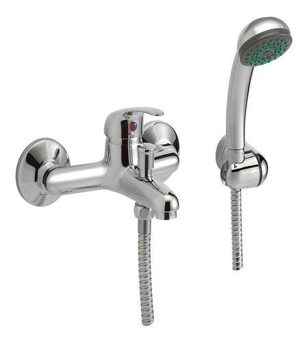 Imagen 4 de 5 de Canilla Ducha Exterior Manguera Flexible Griferia Bañera Acabado Brillante Color Plateado