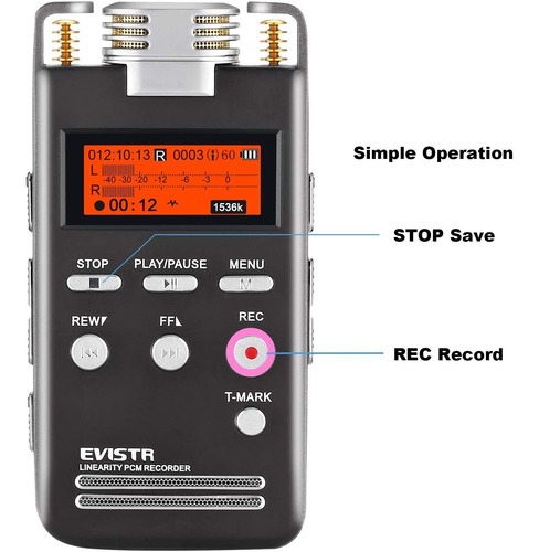Grabadora De Voz Digital Evistr 8gb L53-1536kbps, Portátil