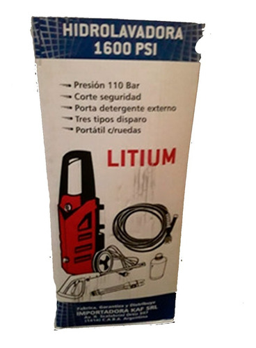Imagen 5 de 5 de Hidrolavadora Litium 1600 Psi Presión 110 Bar 6 Cuotas Ya !!