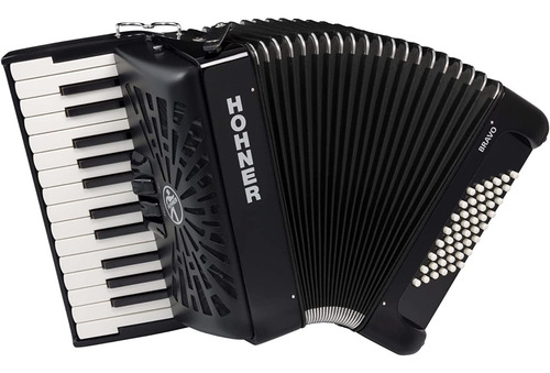 Acordeon Hohner Bravo Ii 48 Bajos 26 Teclas Negro Con Funda
