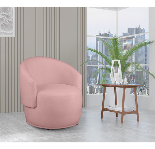 Poltrona Beatriz Orgânica Sala Estar Recepção Bouclé Cor Rosa