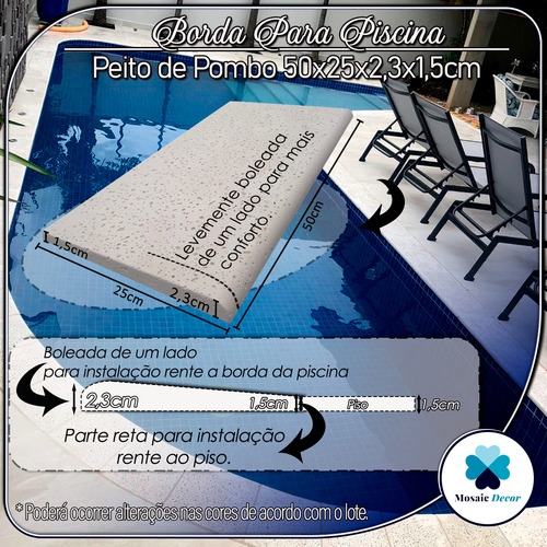 Kit 90 Bordas Peito De Pombo Atérmica Para Piscina 50x25x2,3