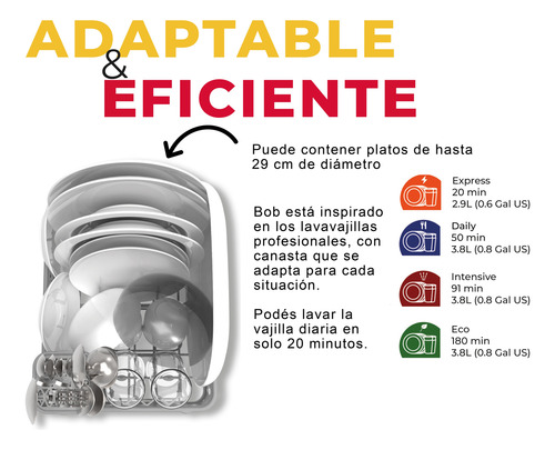 Lavavajillas De Mesada Bob Shiny Silver Portátil