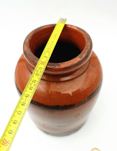 Frasco Aceitunero Barro Esmaltado Bicolor Antiguo - Almacen (Usado)