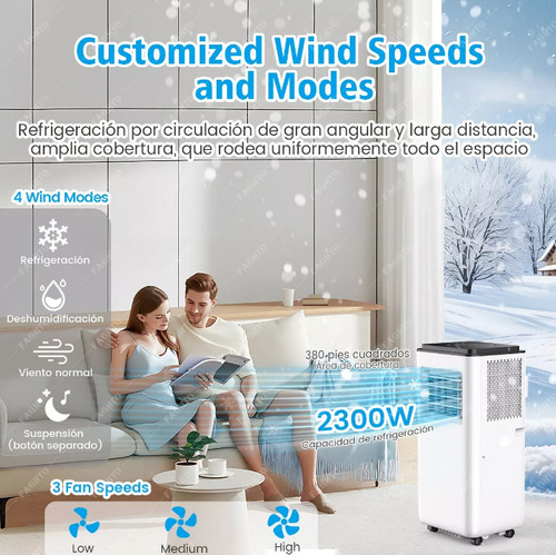 Aire Acondicionado Portátil 8000btu/h Con Deshumidificación Blanco